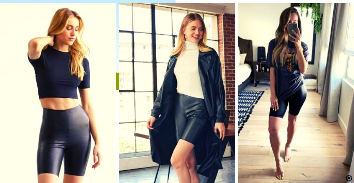 Black faux leather shorts