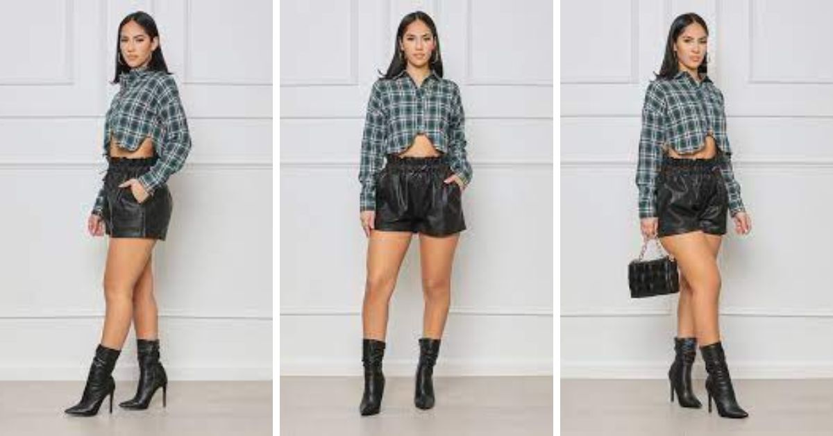 Black Leather Shorts Outfit Ideas for Ladies