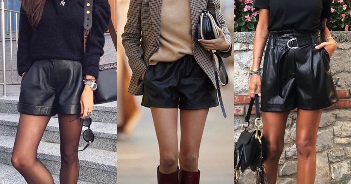 Black Leather Shorts for women