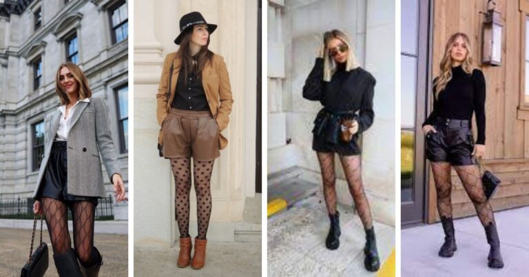 Leather Shorts with Fishnet Tights