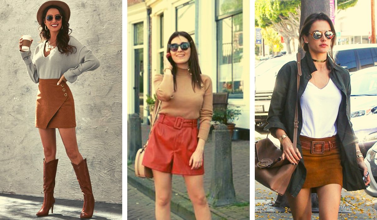 Brown Leather Shorts Women