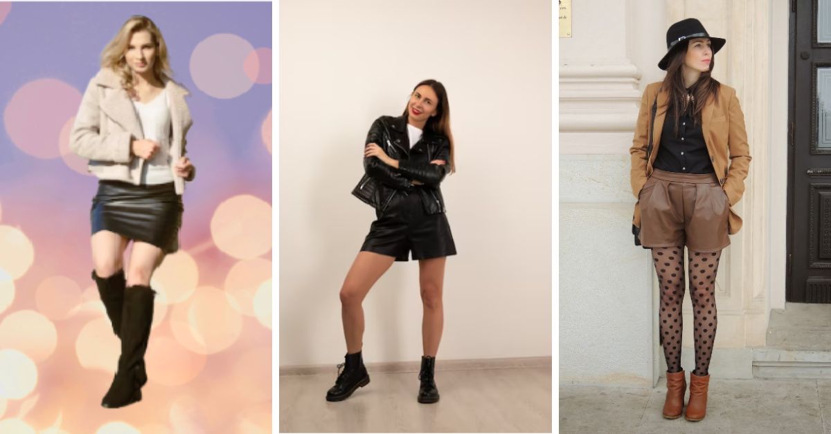 black leather shorts and blazer outfit for women