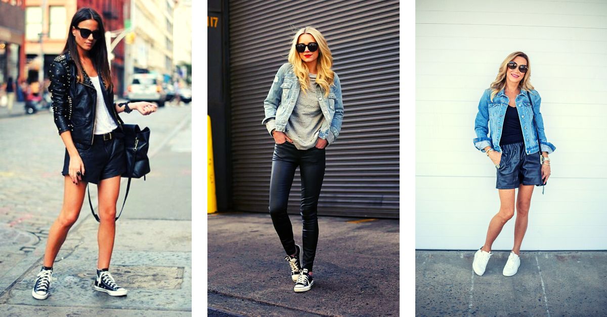 Style a Leather Shorts With Sneakers
